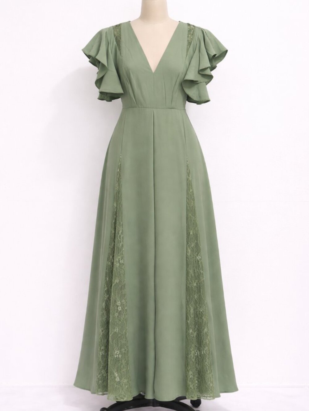 ASOS Sage Maxi Lace Flutter Sleeve Dress Cottagecore Boho Fairy Renaissance